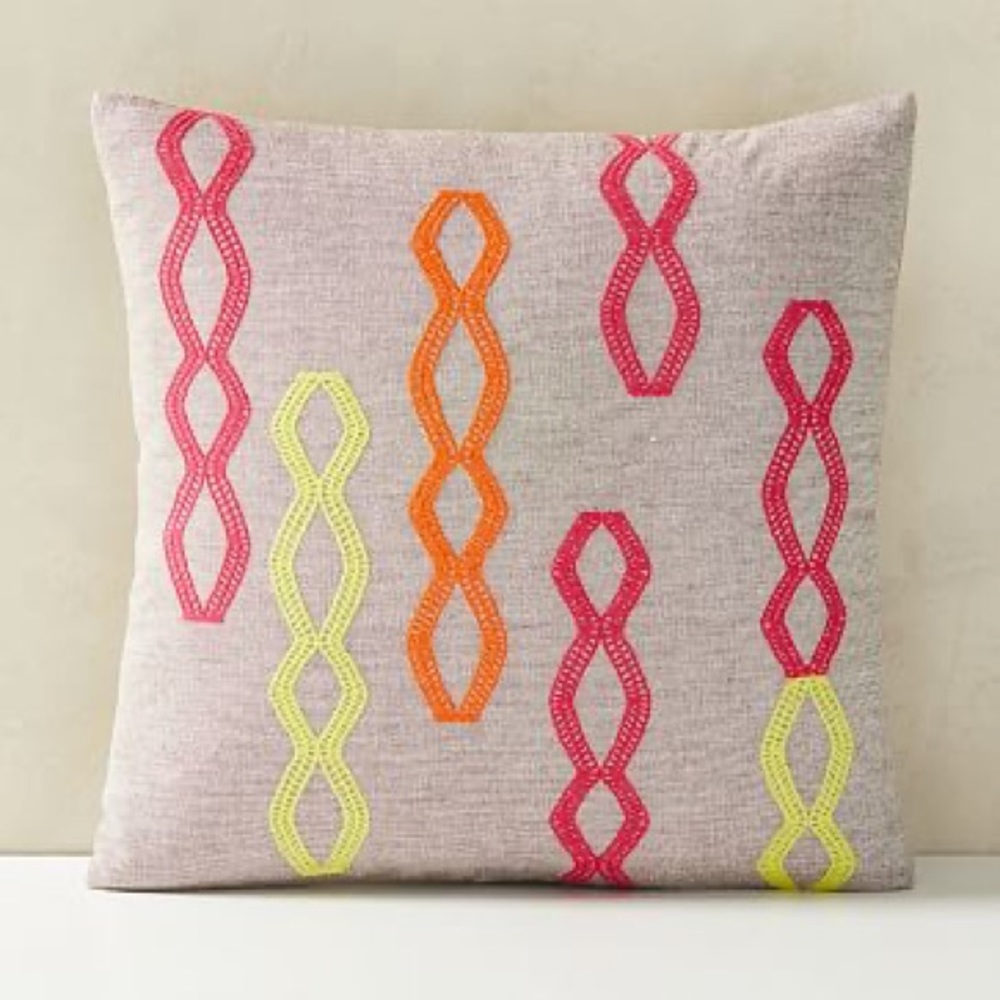 Chic West Elm Throw Pillow Covers: 
- 18” x 18”
- Embroidered Diamond stripes